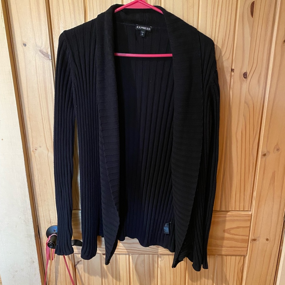 Express Black Ribbed Cardigan